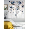thumbnail image 3 of Navy Blue Flowers Sheer Curtains 72 Inch Length 2 Panels Set Window Treatments, Spring Floral Elegant Pastoral Watercolor Rod Pocket Semi Curtains for Living Room/Bedroom/Kitchen Décor, 104"W x 72"L, 3 of 7
