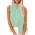 thumbnail image 5 of TKLPEHG Tank Top for Women V-Neck Button Tank Top Lightweight Leisure Fashion Western Outfit for Women Solid Color Graphic Tee Regular Sleeveless Blouses Blouses (Mint Green,XXXL), 5 of 8