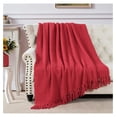thumbnail image 2 of Throw Blanket for Couch Soft Knitted Textured Couch Cover Tweed Blanket with Fringe Tassel for Home Décor Bed Sofa Chair, 50" x 60", Christmas Red, 2 of 7