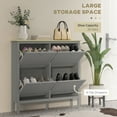 thumbnail image 4 of HOMCOM Narrow Shoe Cabinet with 4 Flip Drawers for 20 Pairs of Shoes, Grey, 4 of 10