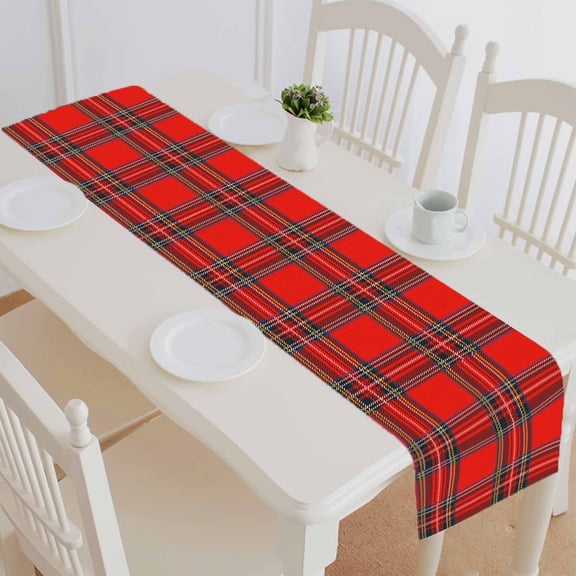 PKQWTM Tartan Plaid Raster Pattern Cotton and Linen Table Runner Kitchen Dining Room Supplies Size 14x72 Inch