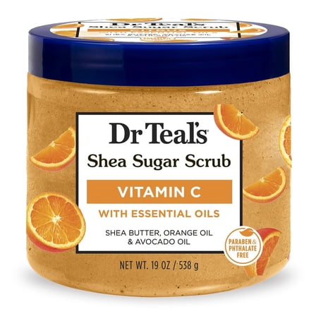 Dr Teals Shea Sugar Body Scrub, Citrus With Essential Oils & Vitamin C, 19 Oz Packaging May Vary