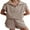 Khaki, variant on Women Two Piece Outfits Tracksuit Half Zip Lapel Cap Sleeve Sweatshirt High Waist Drawstring Shorts Set Sweatsuit