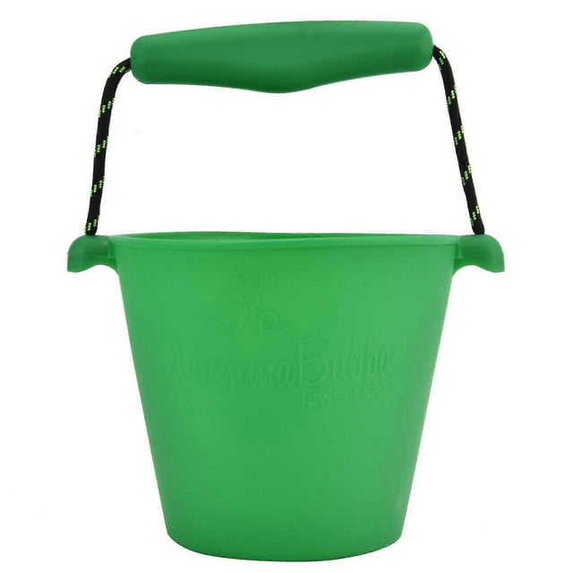 Multifunctional Kid's Beach Sand Bucket Collapsible Silicone Bucket Beach Water BucketGreen