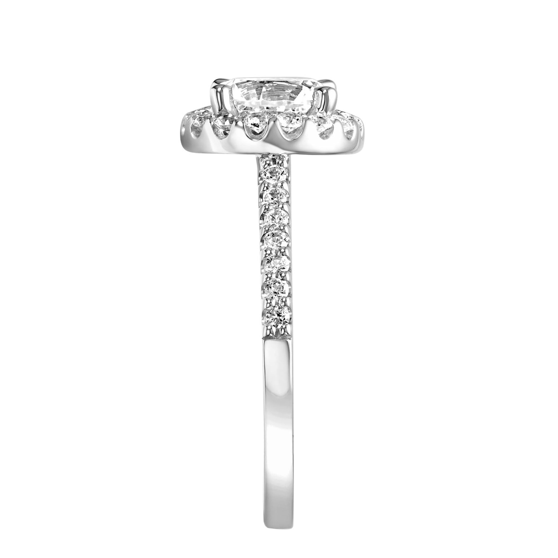2-1/5 Carat T.G.W. Created White Sapphire Halo Engagment Ring in Sterling Silver