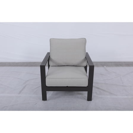 Atlantis Aluminum Frame Club Chair in Brown with Beige/Off White Cushion