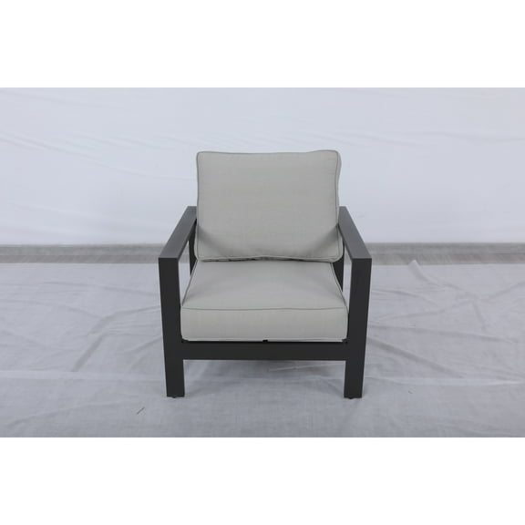 Atlantis Aluminum Frame Club Chair in Brown with Beige/Off White Cushion