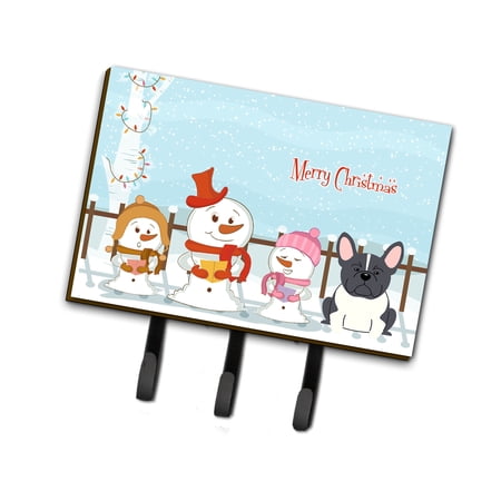 Merry Christmas Carolers French Bulldog Black White Leash or Key Holder