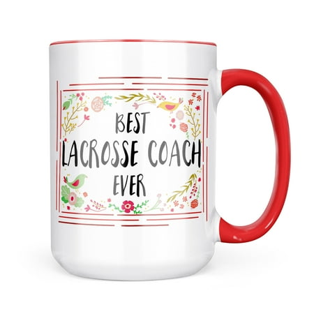 

Neonblond Happy Floral Border Lacrosse Coach Mug gift for Coffee Tea lovers