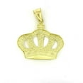 thumbnail image 2 of 10k yellow gold crown pendant charm fine jewelry gift necklace diamond cut 4.8g, 2 of 12