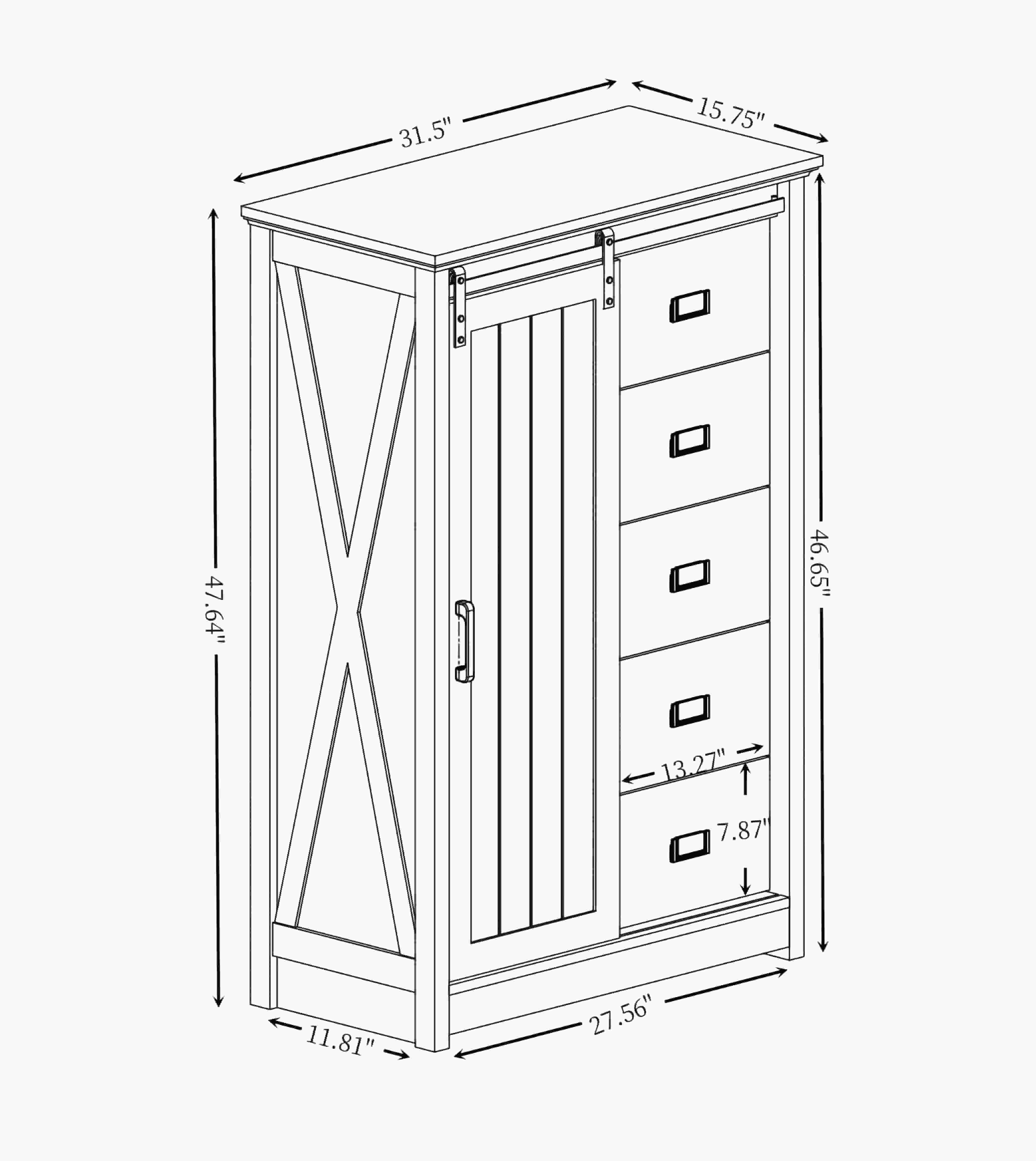 Aukfa 5 Drawers Dresser, Tall Dresser 5 Chest of Drawers w/Sliding Barn Door for Bedroom, Hallway,Oak