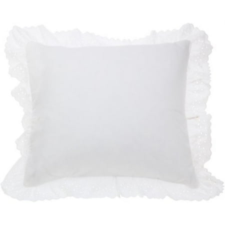 Fresh Ideas Bedding Eyelet Ruffled Pillow Sham Euro White