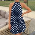 thumbnail image 2 of Women Halter Backless Dress Summer Mini Short Dresses A Line Polka Dot Sundress, S, 2 of 4