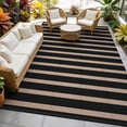 thumbnail image 6 of Enyhom Waterproof Outdoor Rug 6'x9', Reversible Striped Patio Rug, Plastic Straw Outdoor RV Carpet for Outsides, Patio, Camping, Balcony, RV and Deck, Black/Beige, 6 of 6