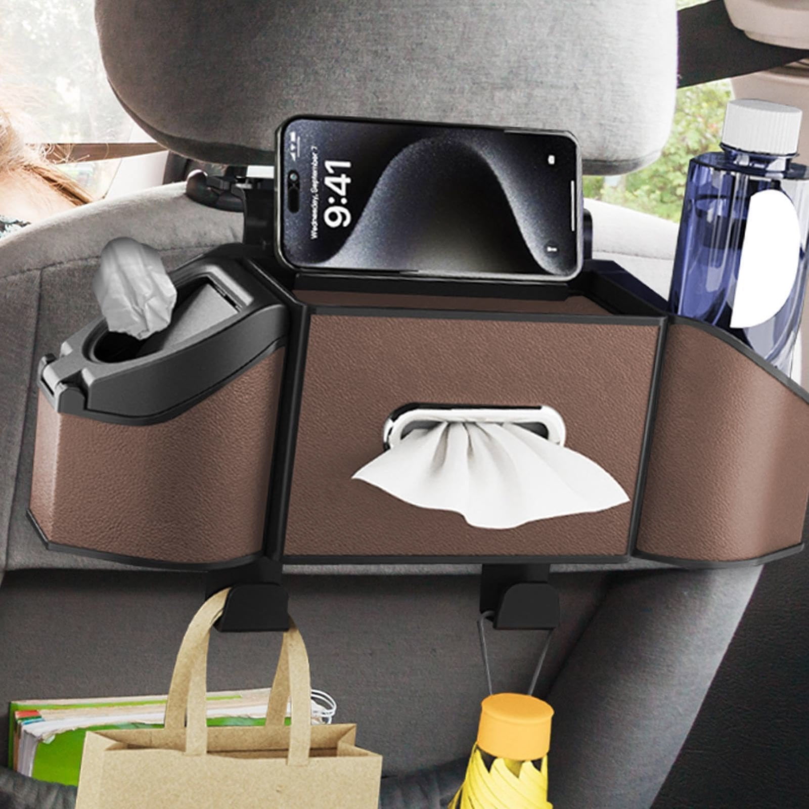 Car Interior Accessories Car Seat Back Organizer Storage Solution for Back Seat PU Leather Multipurpose Vehicle Organizer Utility Pocket Space