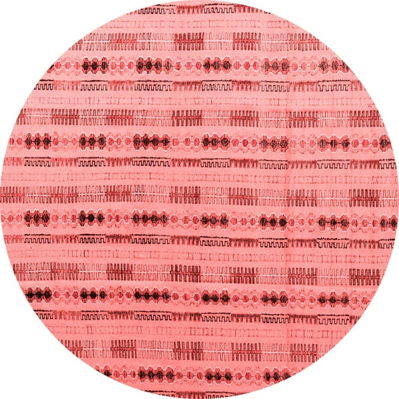 Ahgly Company Indoor Round Abstract Red Modern Area Rugs, 4' Round