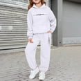 thumbnail image 2 of SGMVNU Girls Boys 2 Piece Outfits Sweatsuit Pullover Hoodie and Sweatpants with Pockets Tracksuits Kids Fall Winter Outfits, Size 3-4 Years, White, 2 of 4