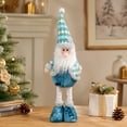 thumbnail image 4 of Blue Santa Standing Figure, Telescoping Christmas Doll Decor, Vintage Plaid Fabric Stretchable Figures, for Xmas Tree Home Party Festive Decor Christmas New Year Gift, Holiday Display Collection, 4 of 6