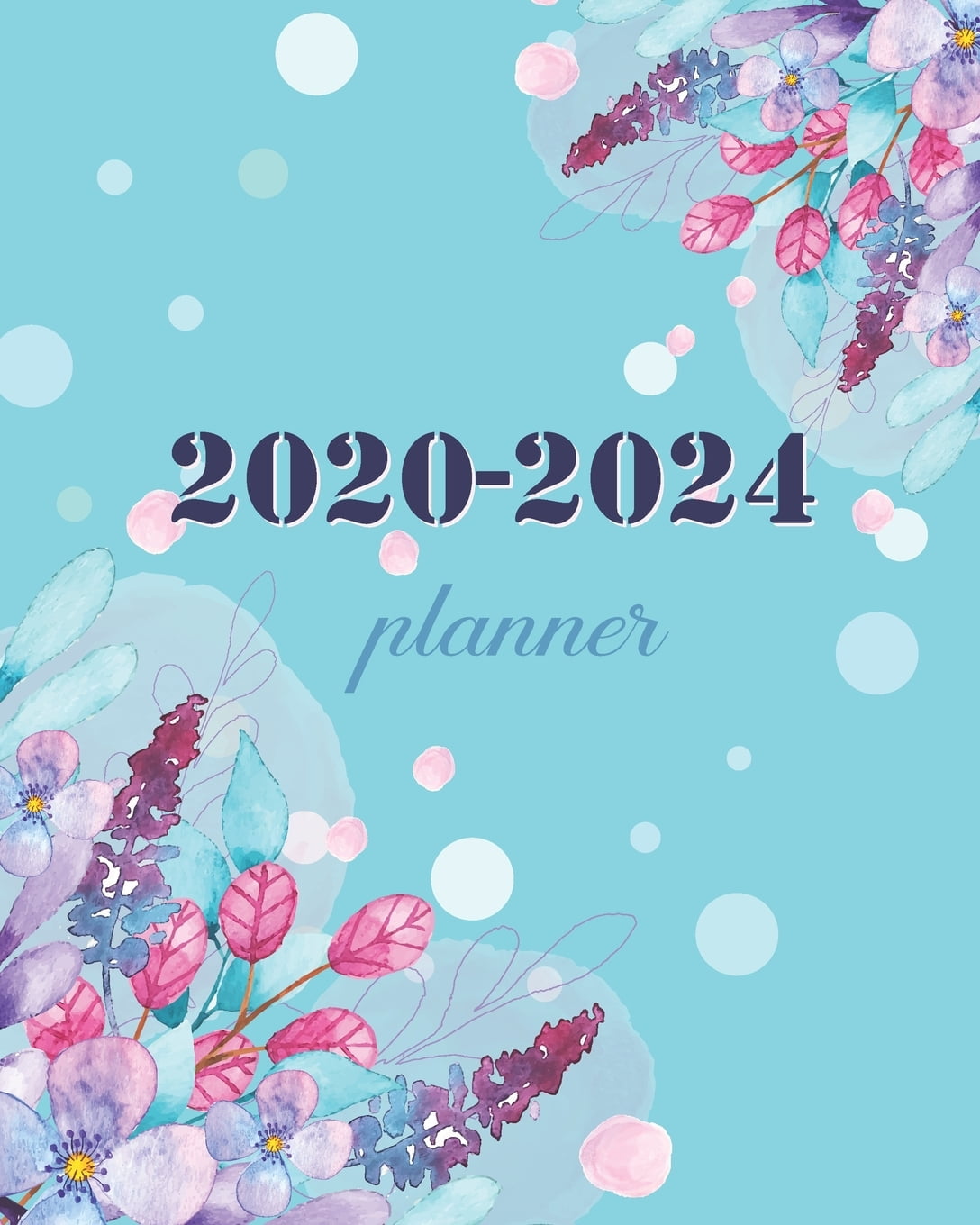 20202024 Planner Blue Green Floral, 60 Month Calendar Planner Agenda