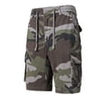 thumbnail image 2 of Men's Camouflage Cargo Shorts Multi Pocket Drawstring Elastic Waist Relaxed Fit Comfortable Breathable Summer Shorts Durable Workwear, 2 of 6