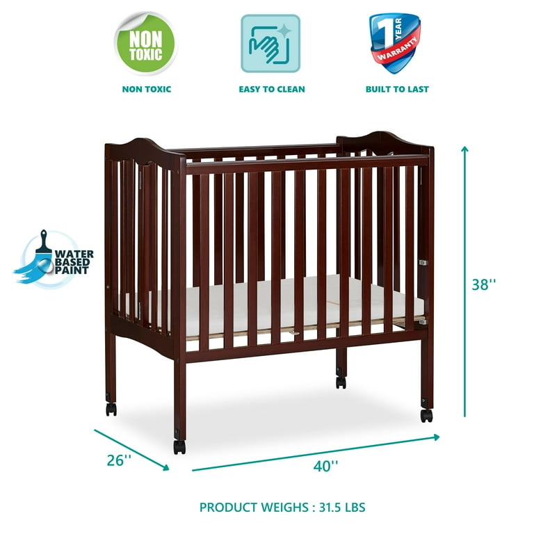 Dream On Me 2 in 1 Lightweight Folding Portable Crib Espresso Walmart