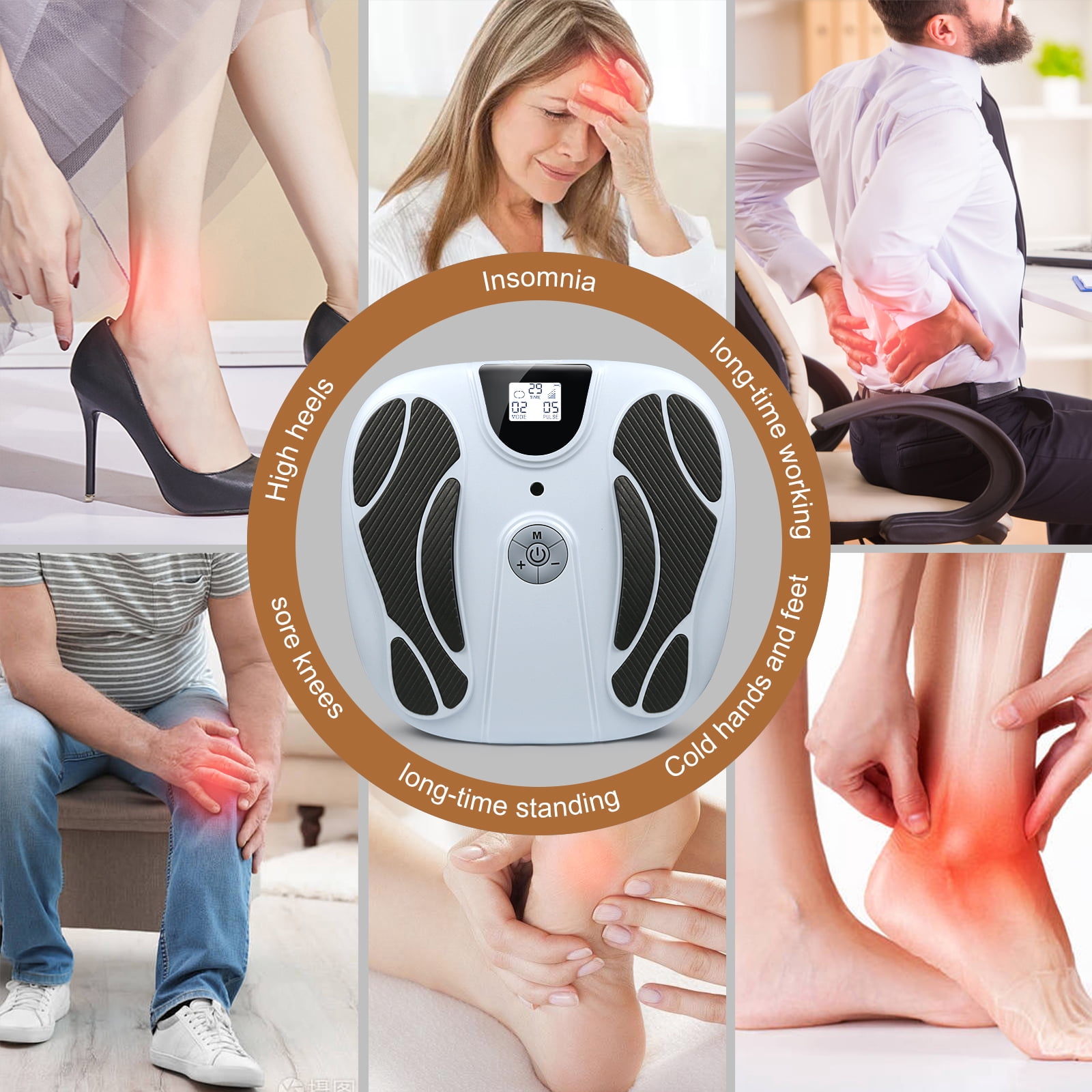 OSITO Rechargeable EMS Foot Massager for Neuropathy, TENS Foot Massager Circulation Stimulator, Foot Massager for Circulation and Pain Relief, 10 Modes 50 Intensities (Gray)