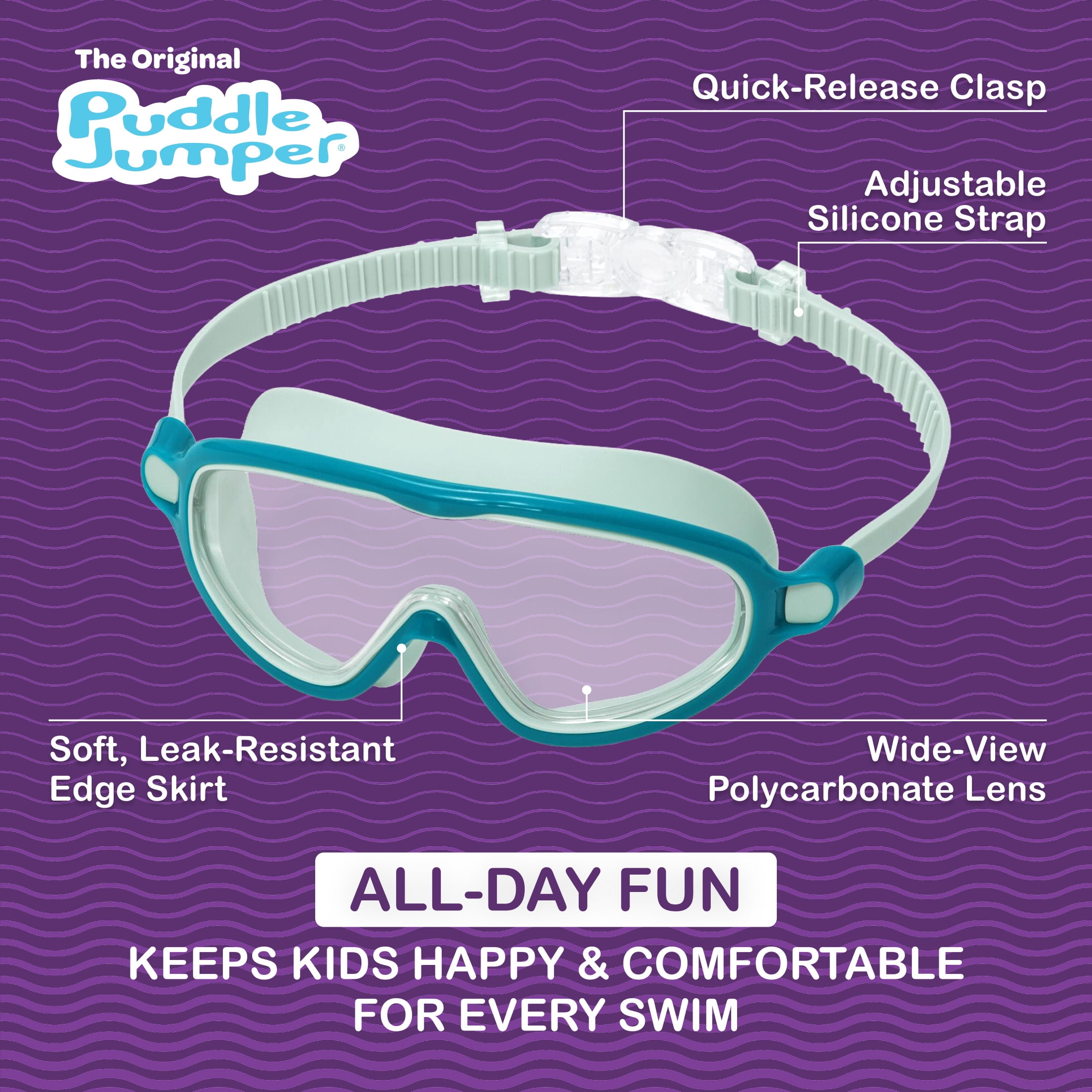 Puddle Jumper Junior Swim Goggles, Non-Latex and Non-PVC, Kids Ages 7+