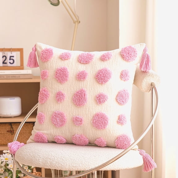 Namzi Super Soft Boho Pillow Covers Decorative Throw Pillows for Spring Couch Cushion Livingroom 18x18 inch, Pink