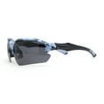 thumbnail image 3 of Polarized Xloop Camo Print Wrap Half Rim Baseball Sport Plastic Sunglasses Navy, 3 of 4