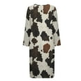 thumbnail image 5 of Xoenoiee Brown Cow Pattern Womens Long Sleeve Nightgowns Zipper Robes Halloween Full Length Nightgown Soft House Coat Comfy Sleepwear Loungewear, Size L, 5 of 7