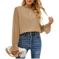 thumbnail image 3 of Tops Básicos De Gasa Para Mujer, Forro De Puños Elásticos, Blusa De Manga Larga De Color Puro De Cuello Alto Para Ir De Compras Para Mujer Para La Oficina ANGGREK  Cocina, Decoración y Otros, 3 of 5