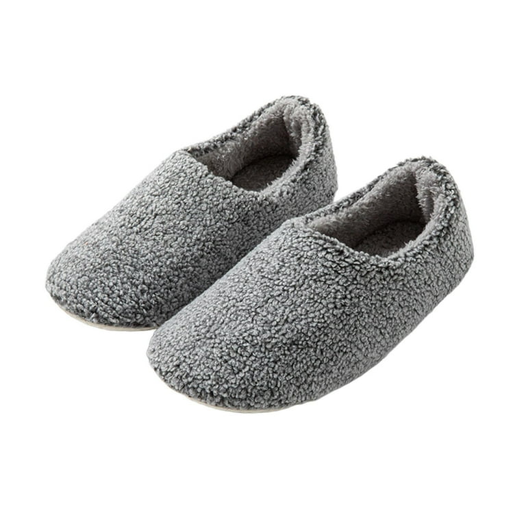 EverFoams Women's Micro Suede Memory Foam Slippers With Faux Fur Collar And Indoor Outdoor Rubber Sole
