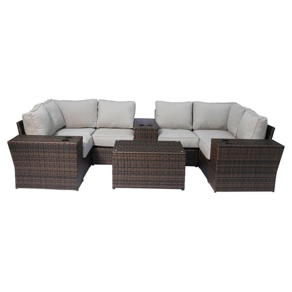 Living Source International 7-Piece Patio Dining Set with Cushions in Brown