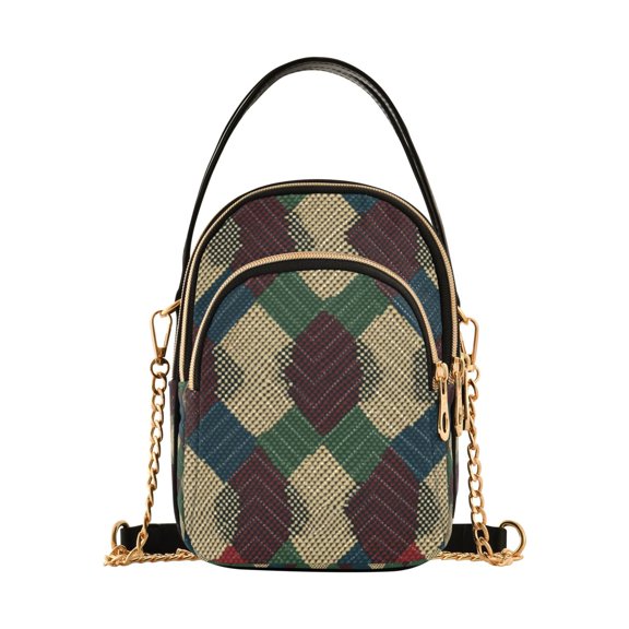 FORMRS Crossbody Bag for Women Shoulder Cell Phone Purse with Zipper, Green Tartan Pattern