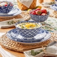 thumbnail image 4 of MALACASA Porcelain Bowls Set of 4, 23oz/6.25-inch Blue Floral Soup Bowls, Microwave Dishwasher Safe, Series SELENE, 4 of 9