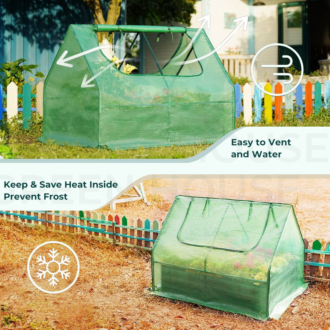 Quictent 4x3x1 ft Raised Garden Bed Extra-Thick Galvanized Steel Garden Bed Planter Kit Box with Greenhouse