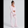 thumbnail image 4 of Conjunto de Dos Piezas de Punto para Mujer: Suéter de Larga con Cremallera, Sudadera Corta con Capucha y Pantalón Acampanado. Rosa S, 4 of 8