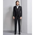 thumbnail image 3 of Mens 3 Piece Suit Shawl Lapel One Button Tuxedo Premium Dinner Jacket Vest Pants Set, 3 of 4