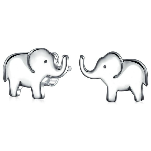 Bling Jewelry Womens Wise Elephant Stud Earrings in Sterling Silver for Zoo Animal Lovers