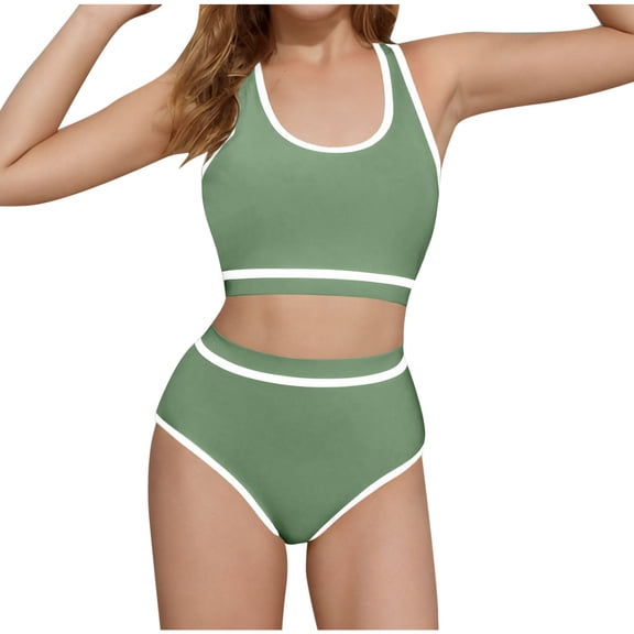 DxhmoneyHX Girls Tankini Swimsuit Two Piece U Neck Quicky Dry Swim Tank Tops Casual Comfortable Teens Summer Beach Bathing Suit Age 6-16Y
