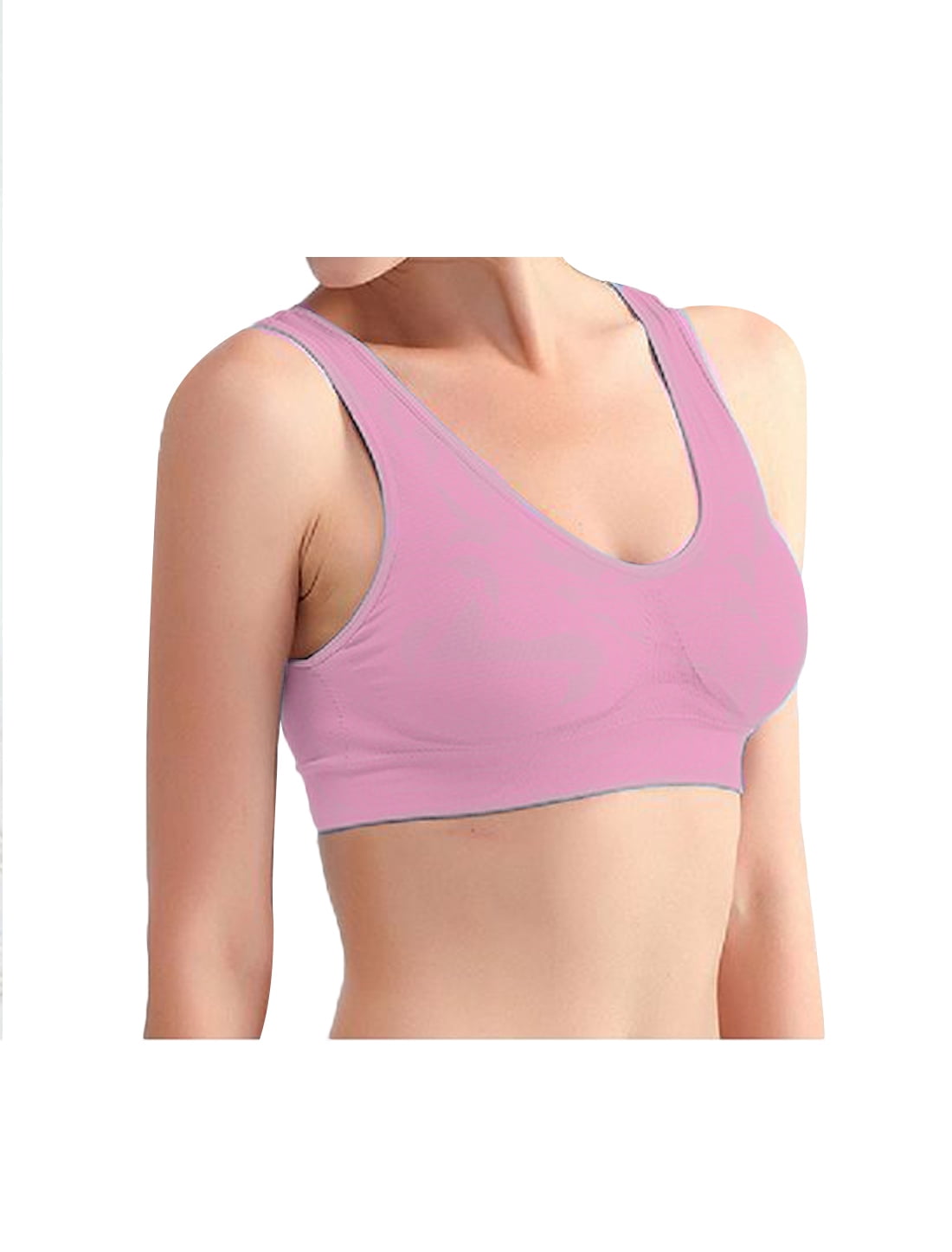 Women Fitness Seamless High Impact Pocket Sport Bra XXL fit 36A/B Pink
