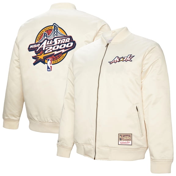 Men's-Mitchell & Ness Cream 2000 NBA All-Star Game Full-Zip Satin Jacket