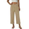 thumbnail image 5 of Admvng Womens Crinkled Textured Capri Pants Elastic Waist Straight Leg Pants, 5 of 5