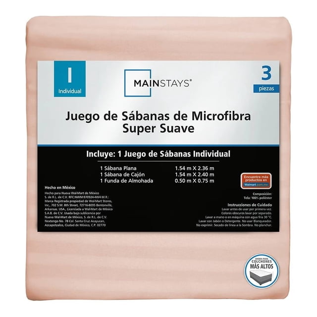 Juego De Sábanas Mainstays Individual Liso Blush