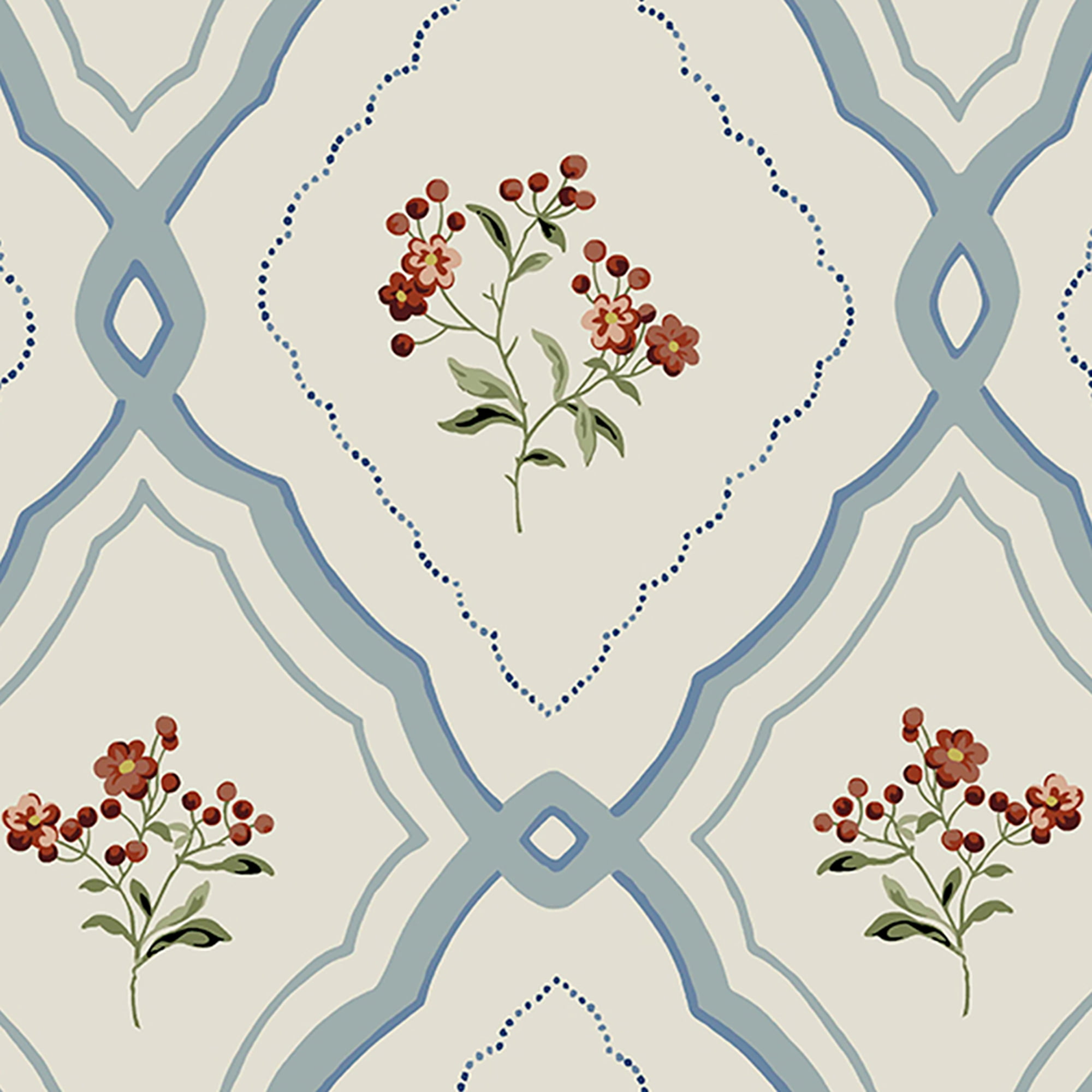 Laura Ashley Pinford Trellis Pale Seaspray Blue Wallpaper