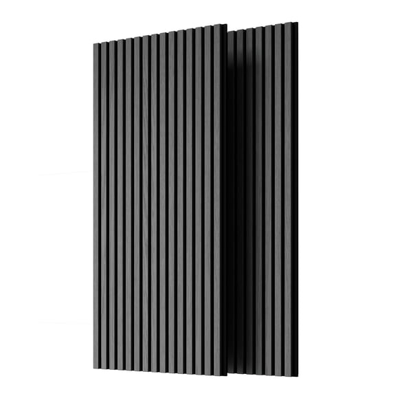Wood Panels for Wall Slat Wall Panels, 2PC Wood Slat Acoustic Panels for Wall and Ceiling - 3D Fluted Sound Absorbing Panel with Three Sides Fully Wrapped on Wood Finish -45.27''X23.62''(