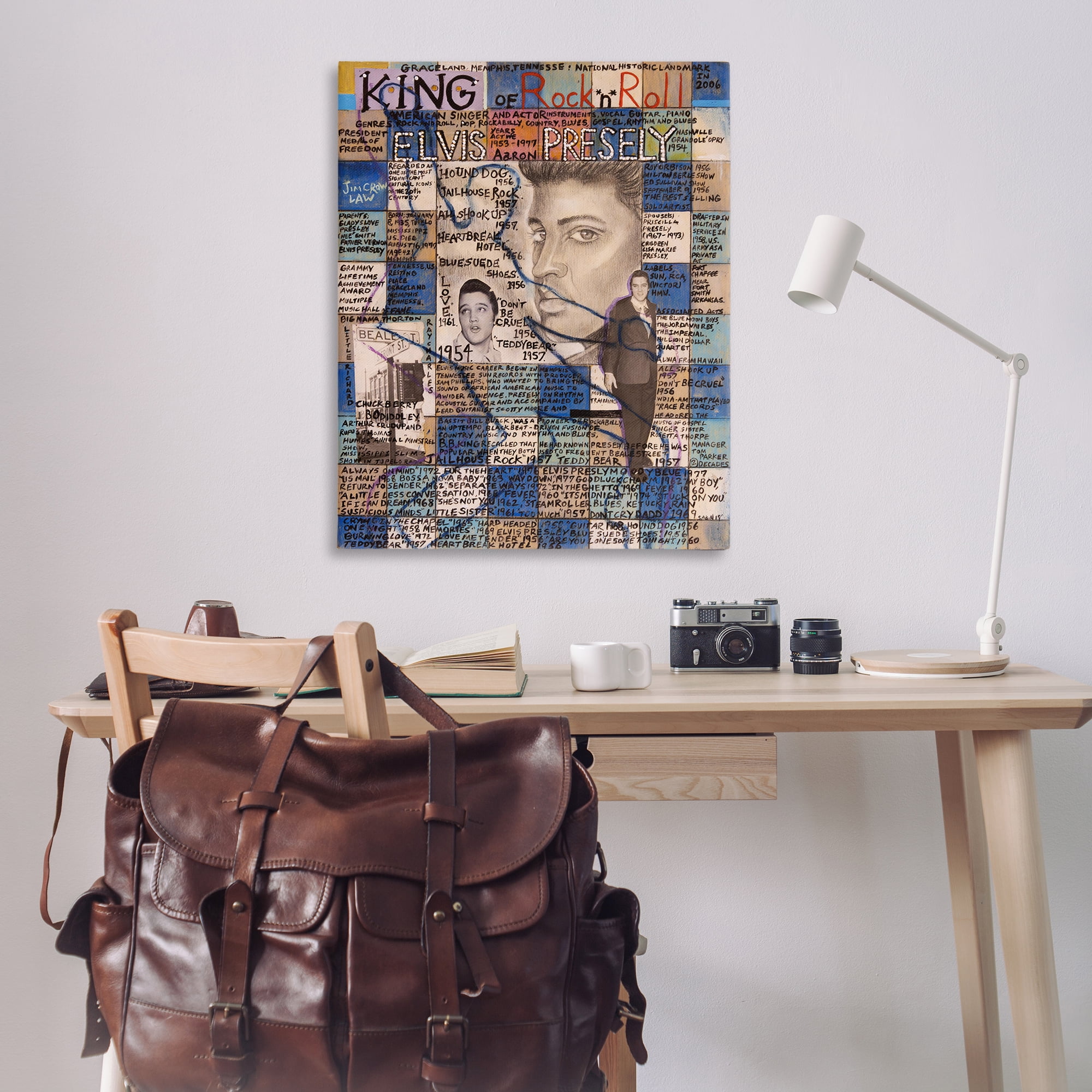 Stupell Industries Elvis Presley Collage People Drawing Wrapped Canvas Art Print Wall Art, 36 x 48
