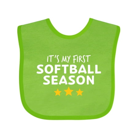 

Inktastic It s My First Softball Season Boys or Girls Baby Bib