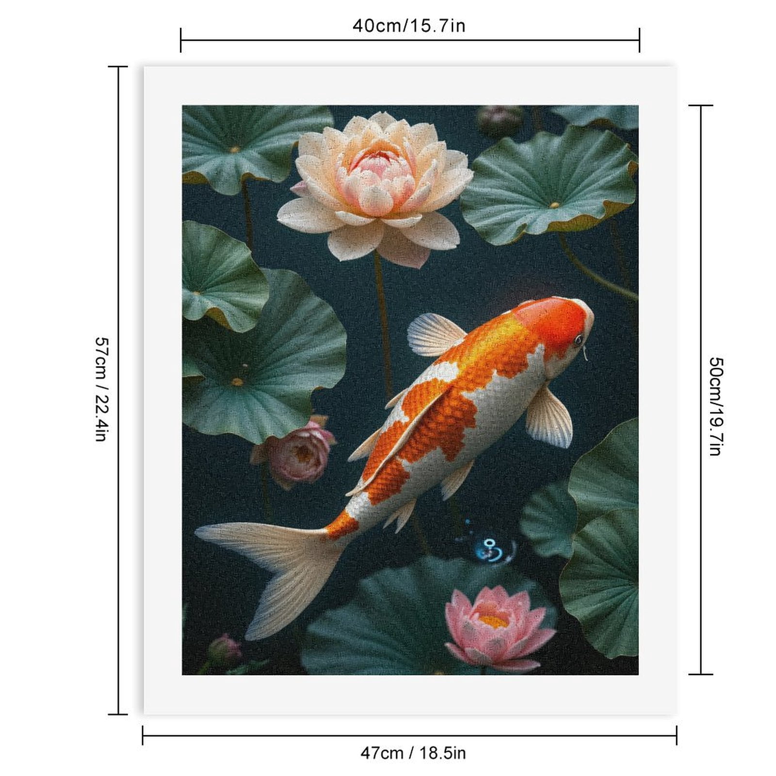 Paint by Numbers Kit for Adults, Koi Lotus Pond Serene Beauty Paint by Numbers, Easy Paint by Numbers Kit for Adults Beginner, DIY Adult Paint by Number Kits on Canvas, 12x16in Home Decor