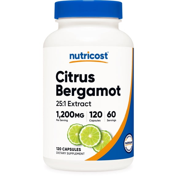 Nutricost Citrus Bergamot Capsules (120 Capsules, 60 Servings / 1,200 Mg Citrus Bergamot Extract Per Serving) | Potent 25:1 Extract - Gluten Free, Vegan Friendly & Non-GMO Supplement